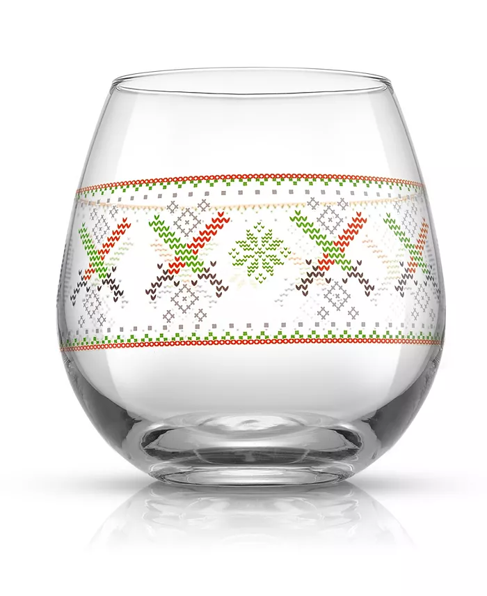 JoyJolt Star Wars Ugly Sweater Collection 15 oz Stemless Drinking Glass Set of 4