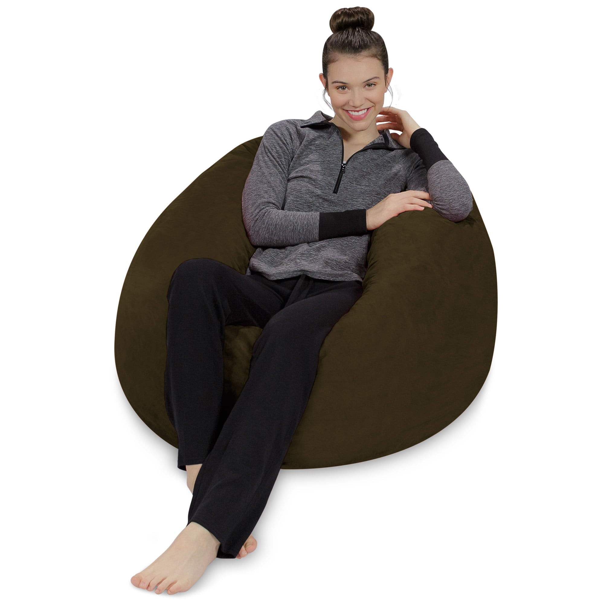 Sofa Sack Bean Bag Chair, Memory Foam Lounger with Microsuede Cover, Kids, 3 ft, Olive