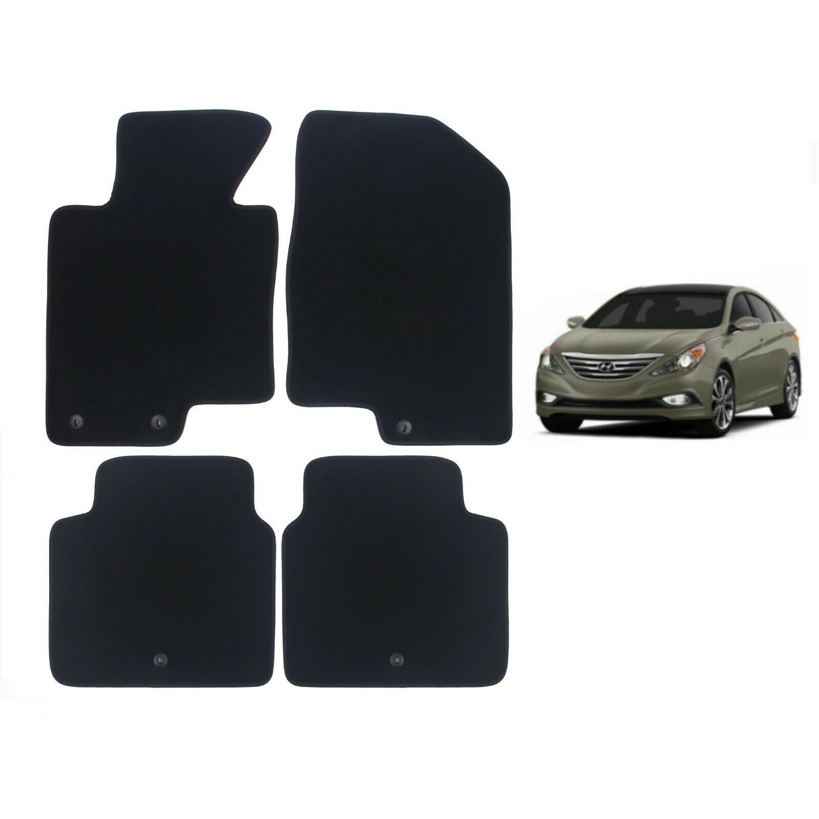 Black Floor Mats for Hyundai 2011-2014 Sonata Front and Rear Set