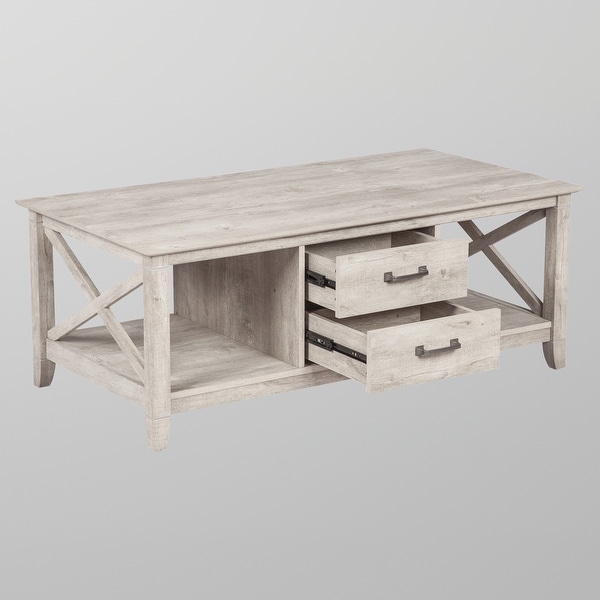 Saint Birch Honduras Washed Gray Coffee Table with 2-drawer