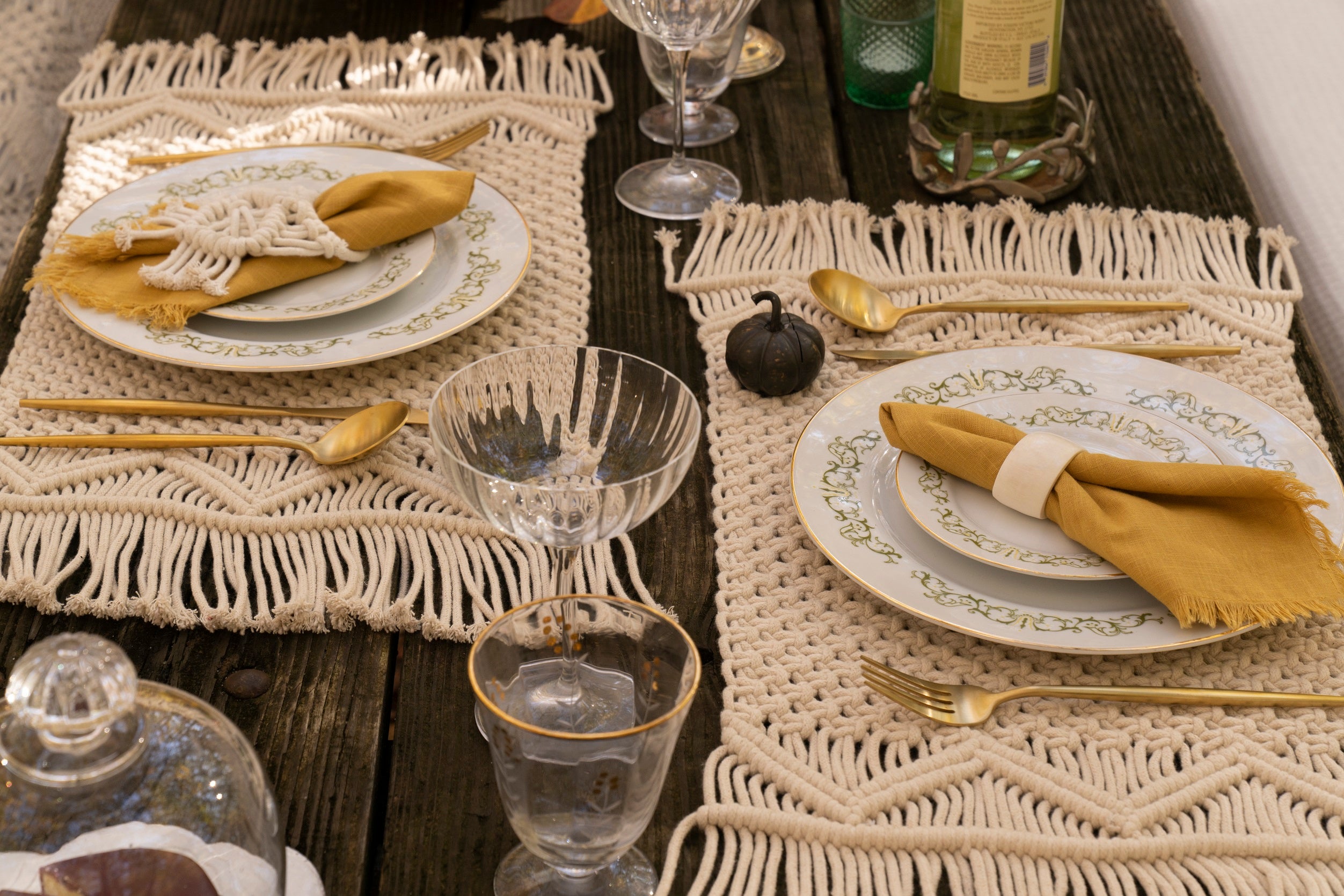 Boho Macrame Indoor/Outdoor Placemat 2-Pack Set