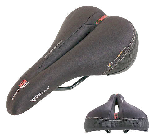 Serfas Dual Density Saddle with Cutout - Black-Red