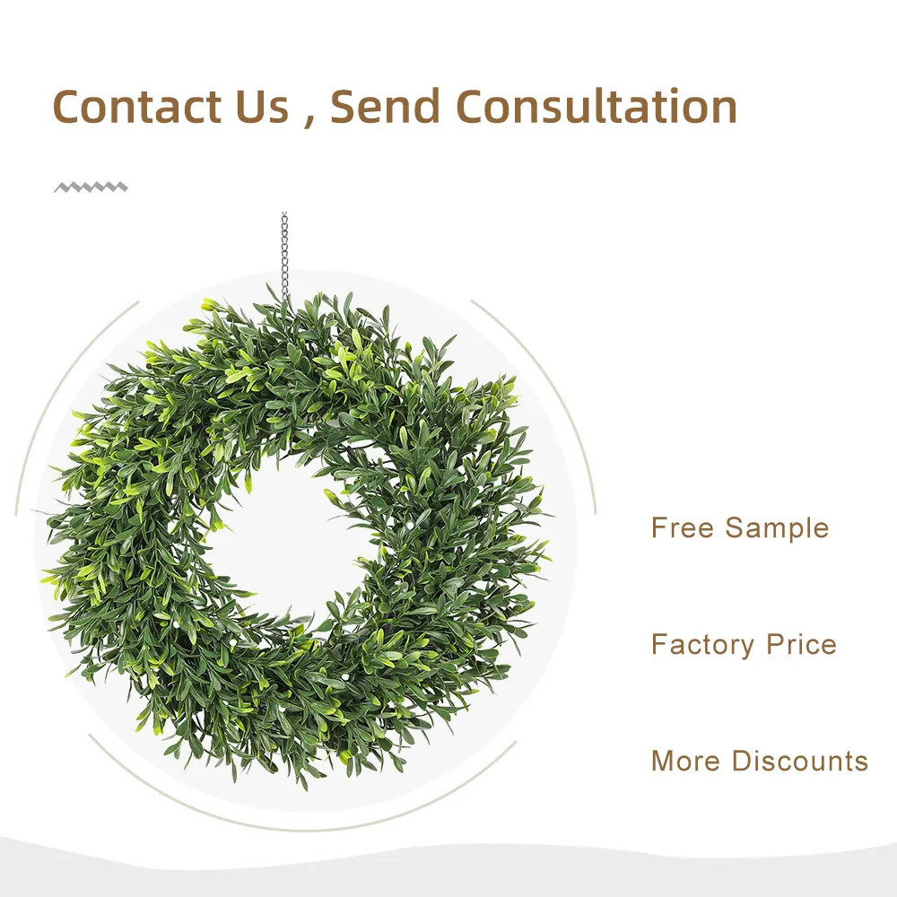 Hh 63 Hot Sale Garden Supplies Decorations Hanging Plant Green Grass Garland for Front Door Boxwood Wreath