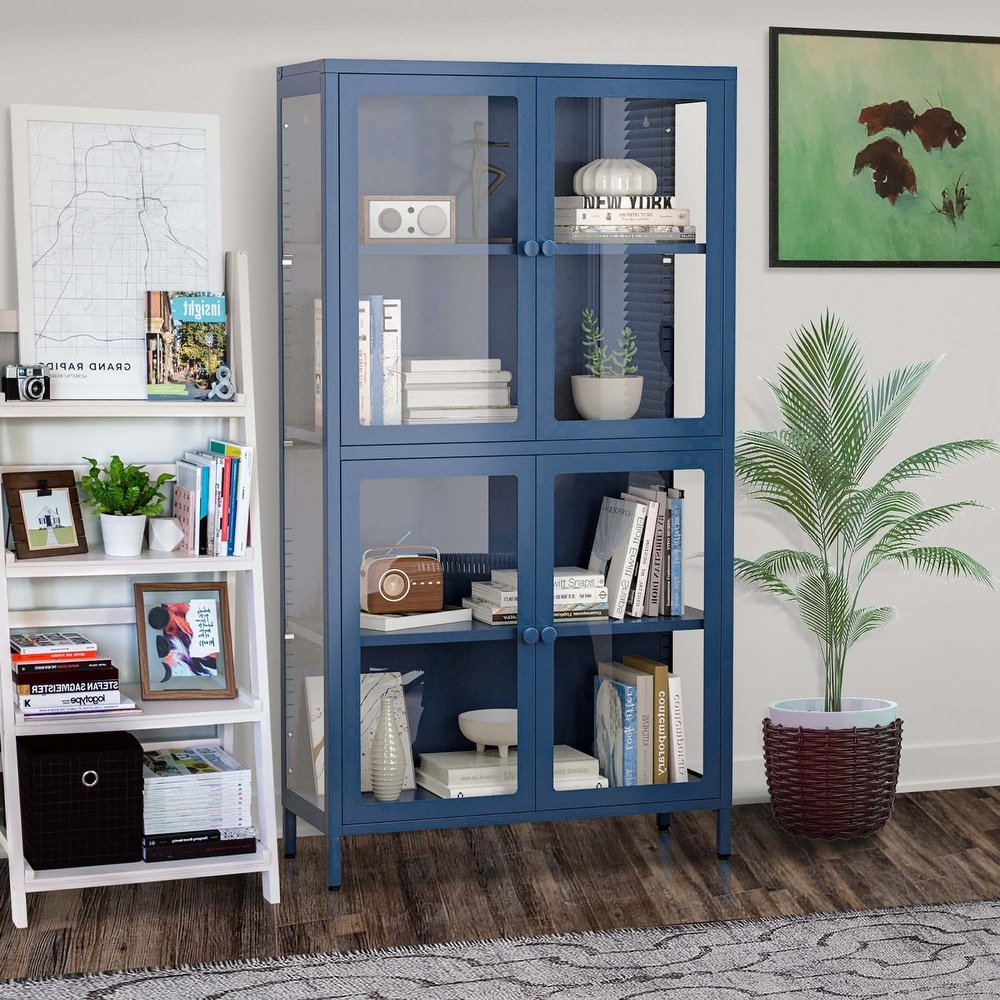 our Glass Door Storage Cabinet with Adjustable Shelves