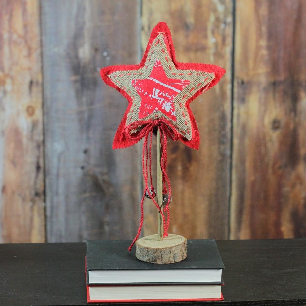 Red And Brown Star With Bells Christmas Tabletop Decoration