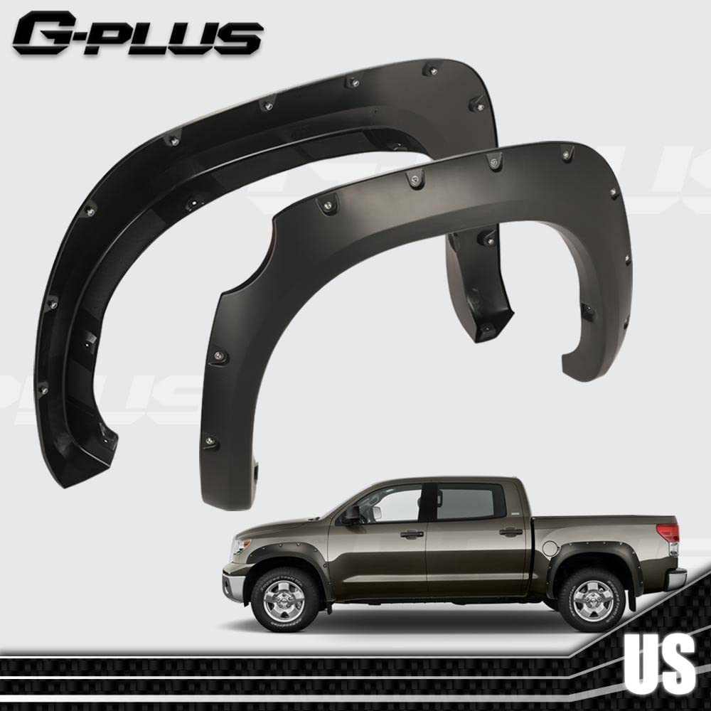 G-Plus Fender Flares Fit for 2007-2013 Toyota Tundra Wheel Fender Flares Pocket Rivet Style Smooth