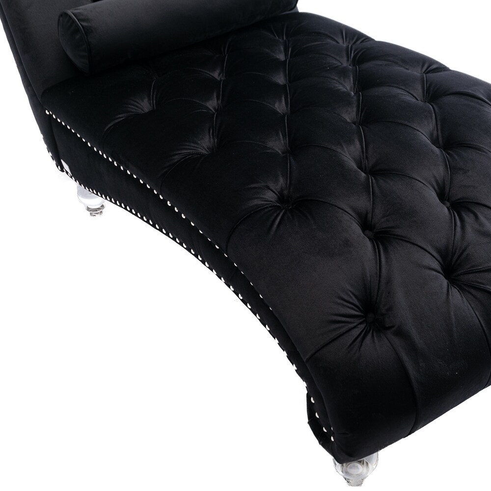 Acrylic Foot Tufted Lounge Chair Chesterfield Lounge Button Tufted Chaise