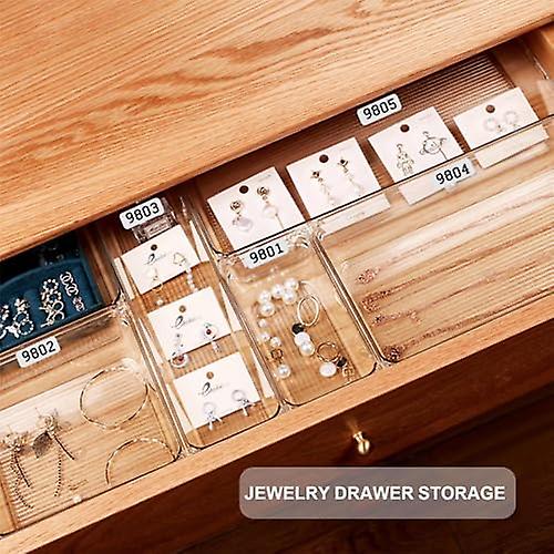 Vanity Organizer for Drawers | Transparent Drawer Organizer Bins - 5 Sizes Drawer Divider Tray for B