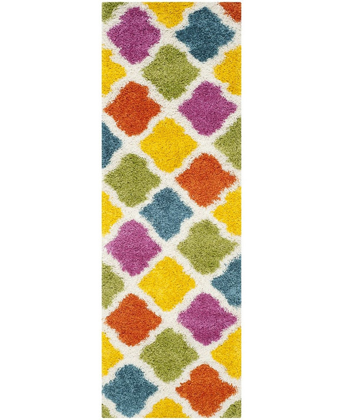 Safavieh Shag Kids SGK562 Ivory and Multi 23 x 9 Runner Area Rug