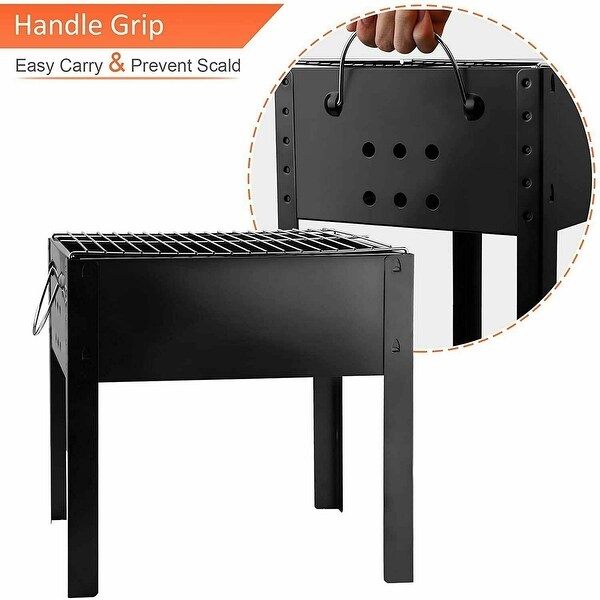 20” Portable Foldable Outdoor Charcoal Barbecue Grill Tabletop BBQ Grill Tool for Cooking Black