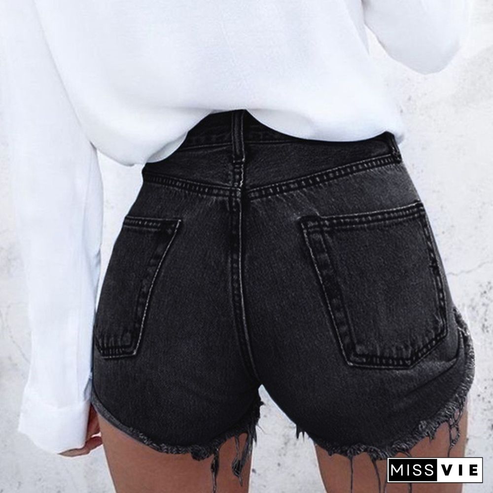 Summer Womens Fashion Hot Style Bodycon Ripped Denim Short Slim Fit Jean Short Pant