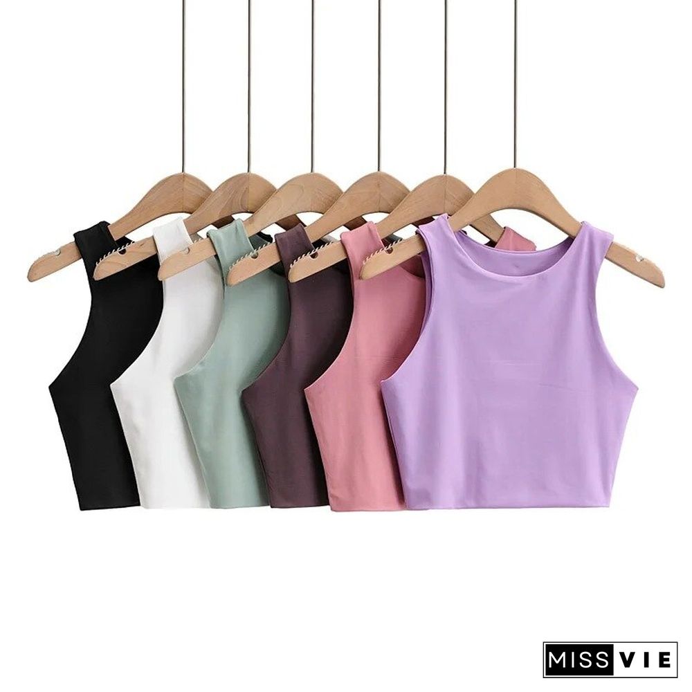 Summer Fashion Women Sexy Slim Tops O-neck Sleeveless Double Nylon Ladies Good Quality Tank Tops 6 Colors