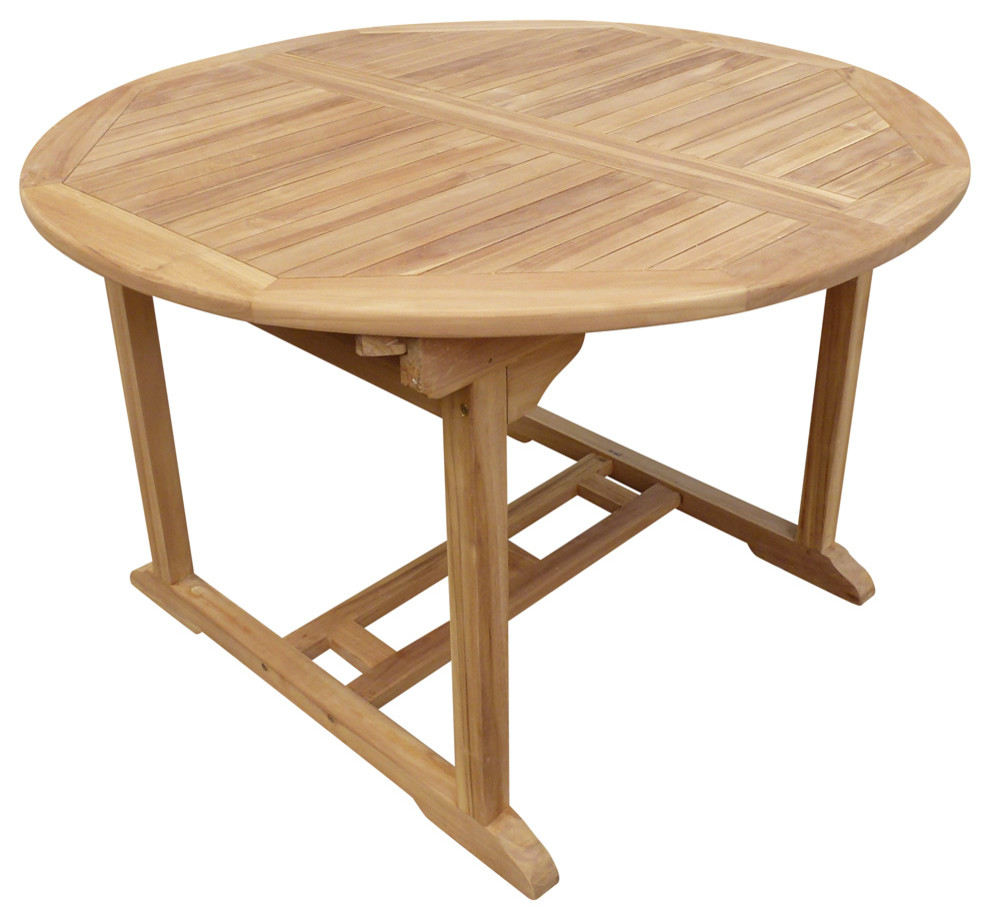 Seven Seas Teak Round to Oval Outdoor Patio Extension Table   Transitional   Outdoor Dining Tables   by Chic Teak  Houzz