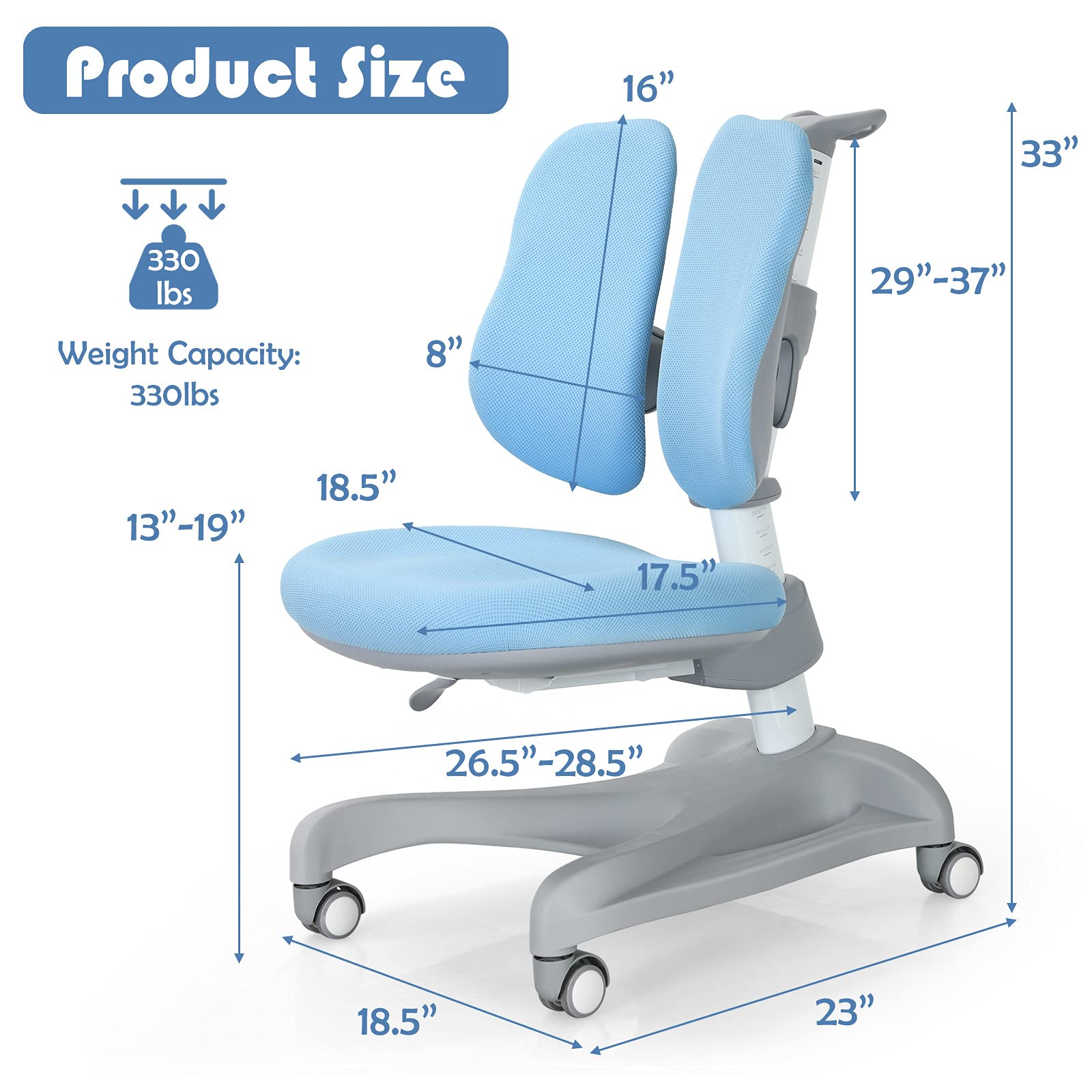 Costzon Kids Chair, Adjustable Height Student Chair w/Sit-Brake Casters