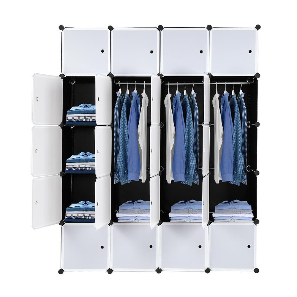 Ktaxon 20-Cube DIY Closet Cabinets Storage Organizers W/Doors & 4 Hanging Rods for Books, Toys, Towels,Clothes,Black