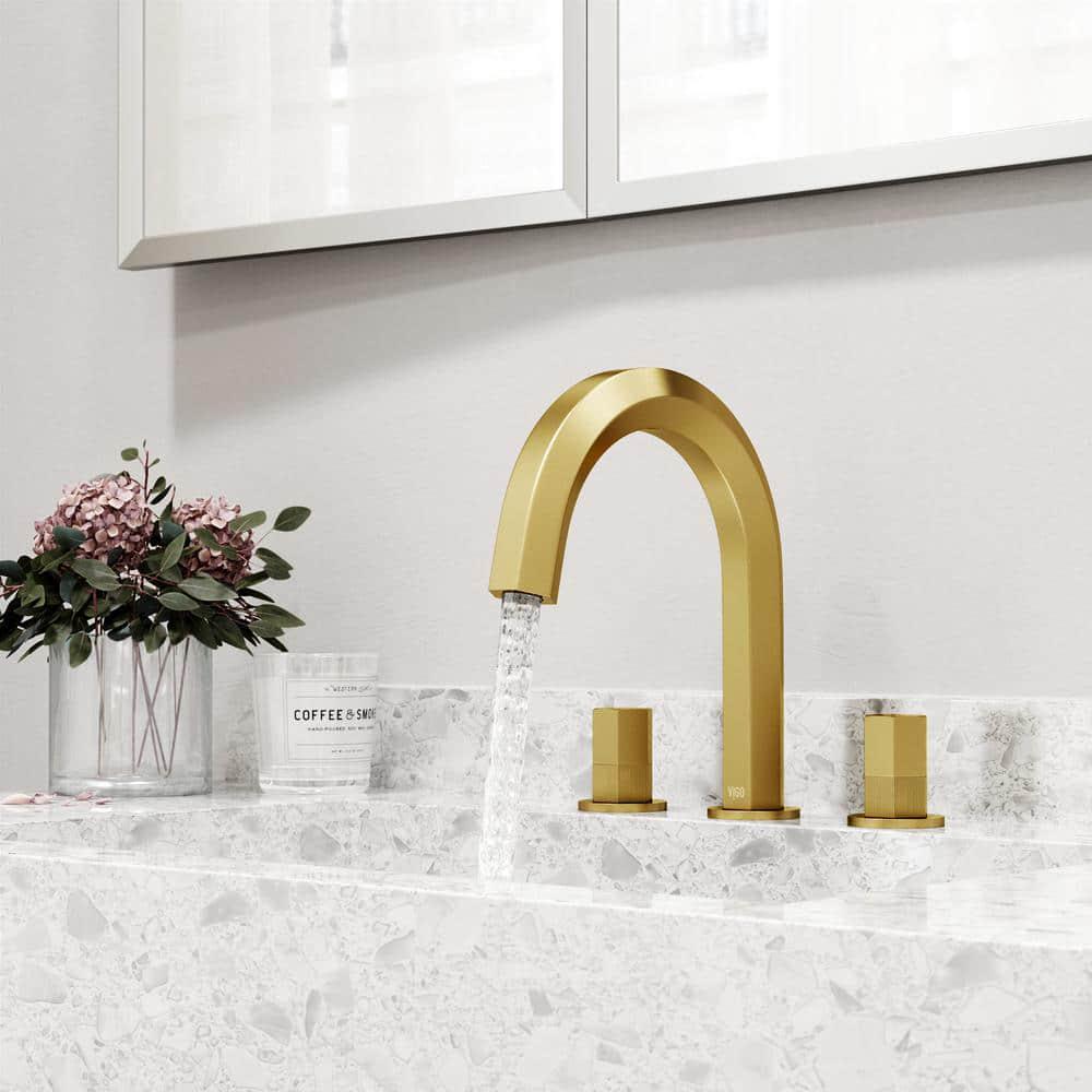 VIGO Hart Two Handle Bathroom Faucet in Matte Brushed Gold