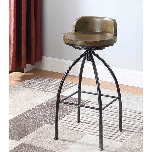 Industrial Design Wood Seat and Metal Base Swivel Bar Stool