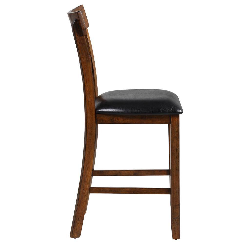 HONEY JOY Bistro Brown and Black Upholstered Bar Stools Vintage Wooden Dining Chair for Kitchen (Set of 2) TOPB004419