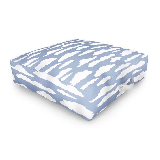 Retrografika Sunny Summer Sky White Cartoon Outdoor Floor Cushion Deny Designs