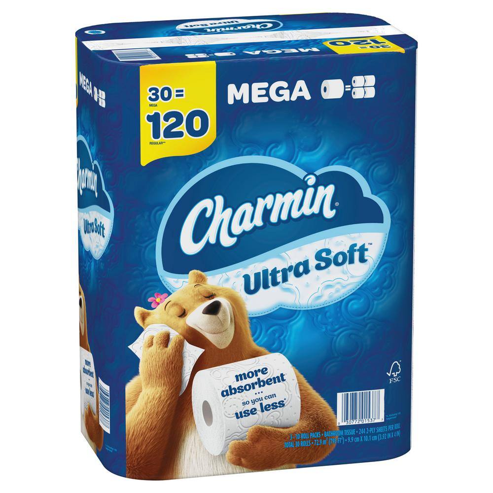 Charmin Ultra-Soft Toilet Paper Rolls (244 Sheets Per Roll)(30-Mega Rolls) 003077201537