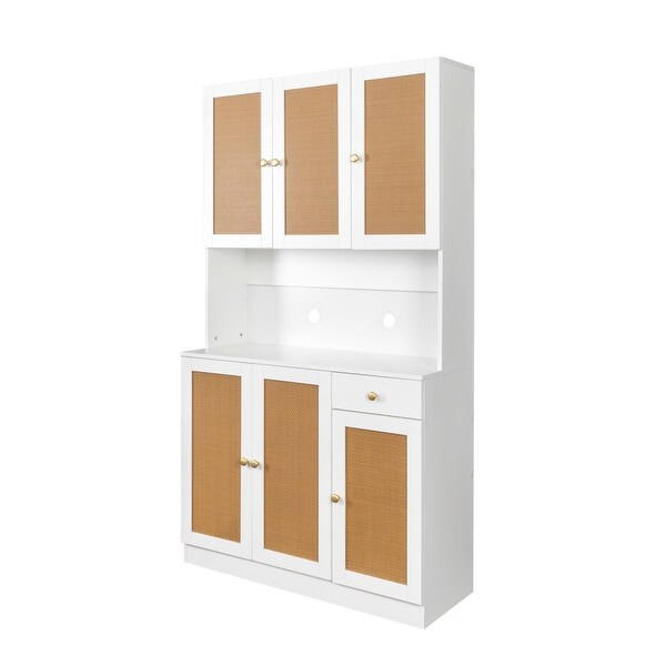 Modern High Wardrobe Cabinet，with 6 Doors，1 Open Shelves and 1 Drawer - - 37310973