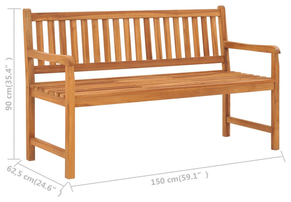 vidaXL Outdoor Garden Bench Patio Garden Bench with Table Solid Wood Teak   Transitional   Outdoor Benches   by Virventures  Houzz