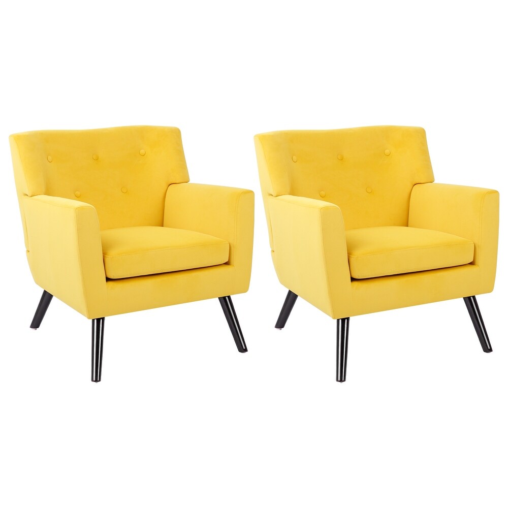 Modern Velvet Upholstered Accent Chair Living Room Armchair  Set of 2