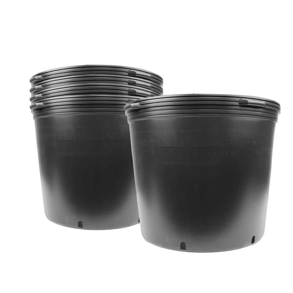 Viagrow 20 Gal. 80 qts. Black Round Plastic Nursery Garden Pots 77.22 l3.17 cu. Ft. (5-Pack) VHPP2000-5