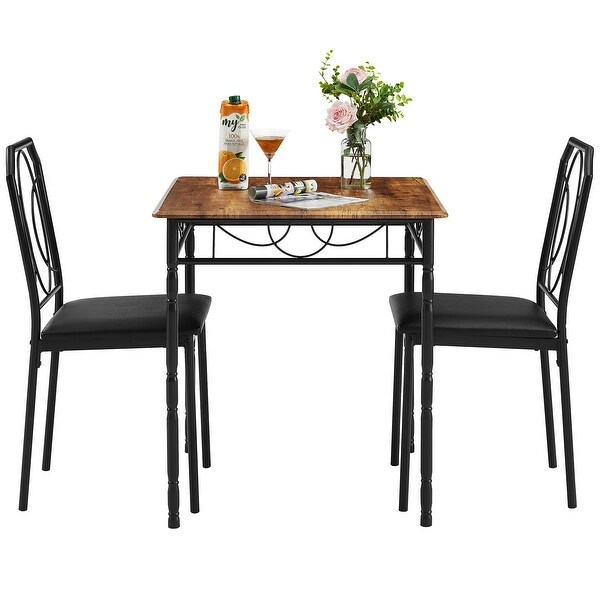 3-Piece Dining Table Set with 2 Chairs for Home Kitchen Breakfast Nook