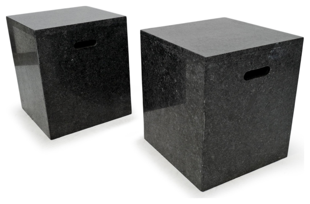 Black Marble Cube Stool / Table   Transitional   Side Tables And End Tables   by Design Mix Furniture  Houzz