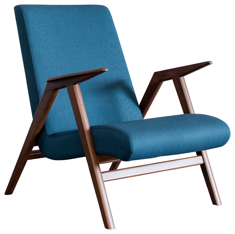 Charlene Accent Chair in Walnut with Upholstered Seat   Midcentury   Armchairs And Accent Chairs   by Gingko Furniture  Houzz