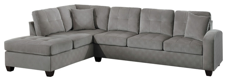 Lexicon Emilio Velvet Upholstered Reversible Sectional in Chocolate   Transitional   Sectional Sofas   by Homesquare  Houzz