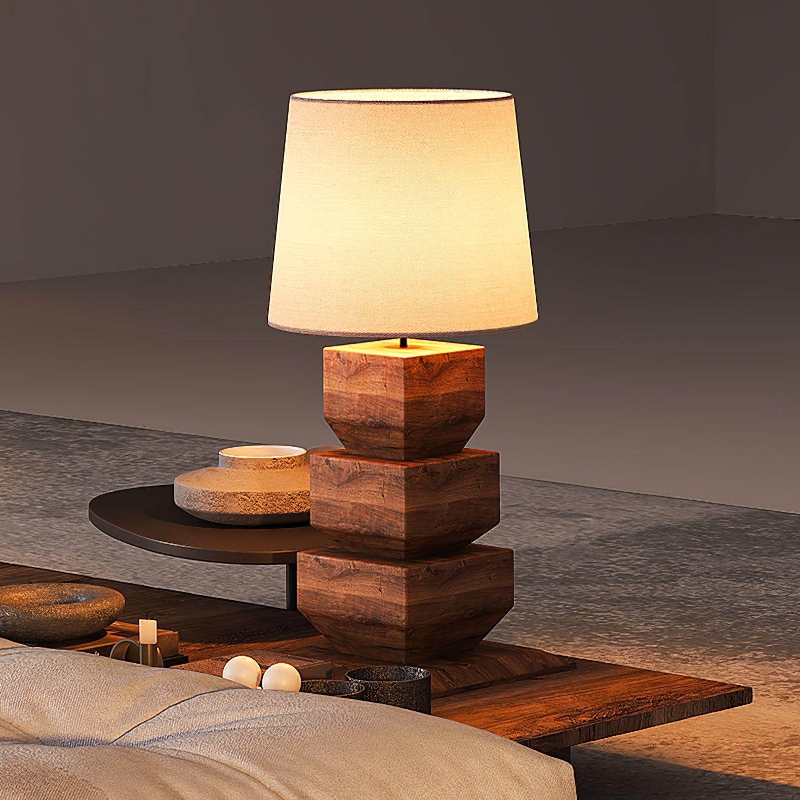 Stacked Wooden Table Lamp