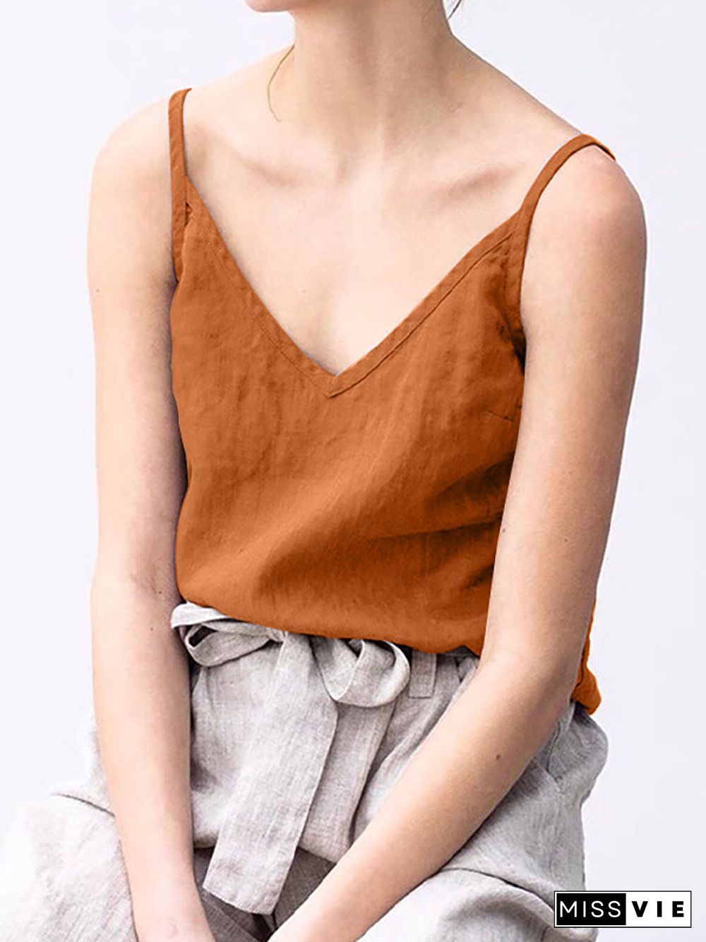 Women Adjustable Strap Solid Spaghetti Strap Tank Tops