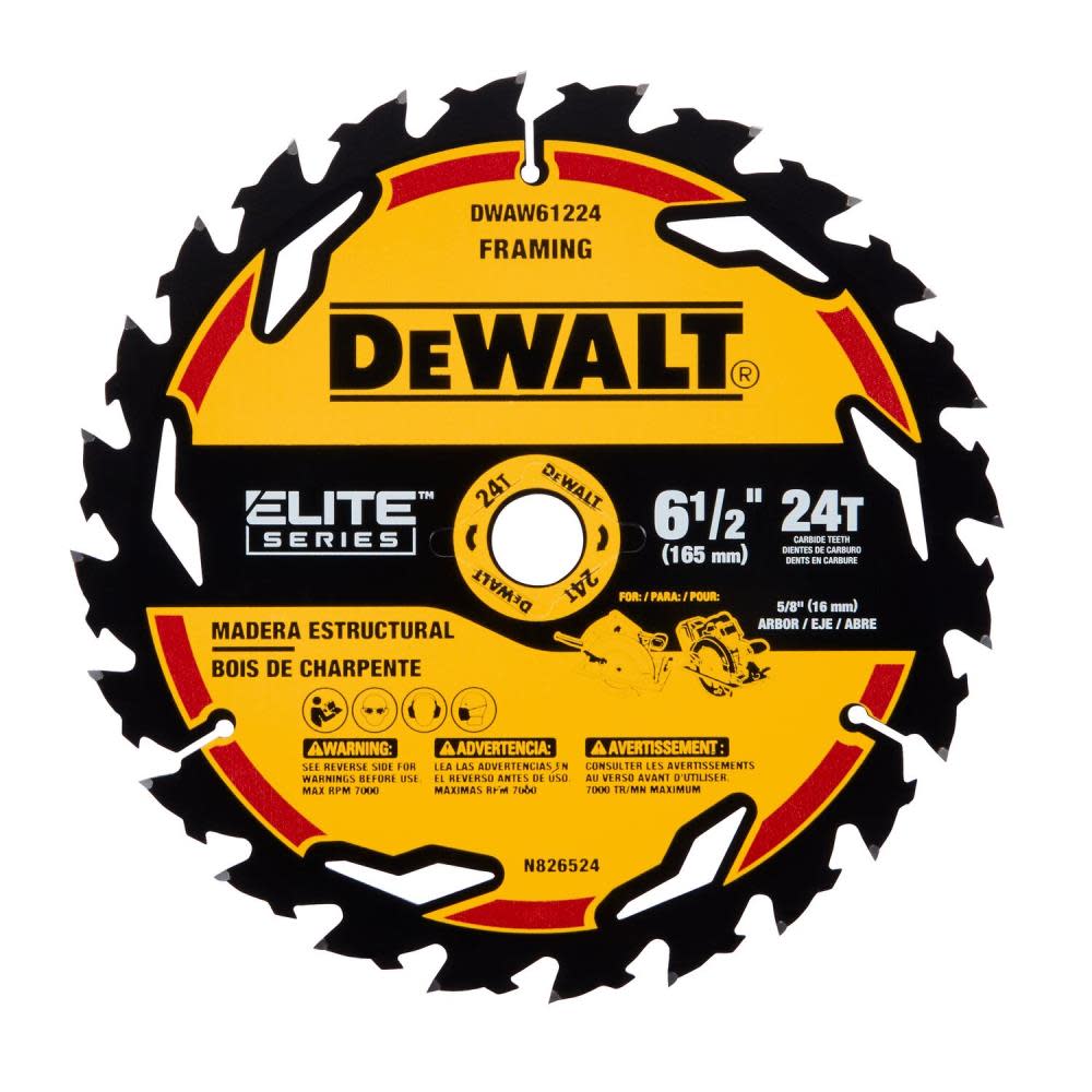 DEWALT Elite Series Blister Circular Saw Blade 6 1/2 24T