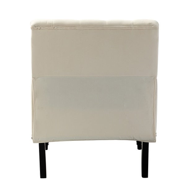 Geltrude Transitional Upholstered Button Tufted Club Chair with turned wooden Legs by HULALA HOME