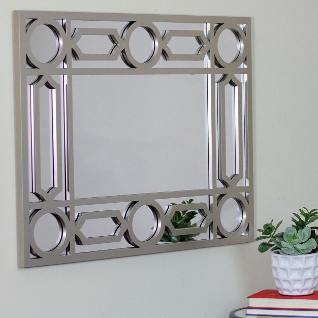 Gray Framed Geometric Design Rectangular Wall Mirror