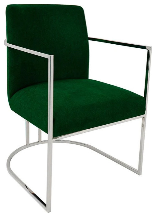 Liliana Arm Chair  Green Velvet Cover  Polished Stainless Steel Frame   Contemporary   Armchairs And Accent Chairs   by Rustic Home Furniture Deco  Houzz