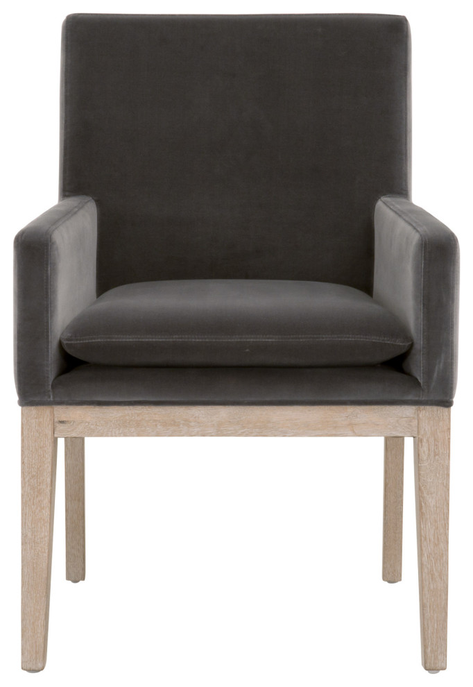 Arm Chairs Drake Arm Chair Dark Dove Velvet  Natural Gray Oak   Transitional   Armchairs And Accent Chairs   by Sideboards and Things  Houzz