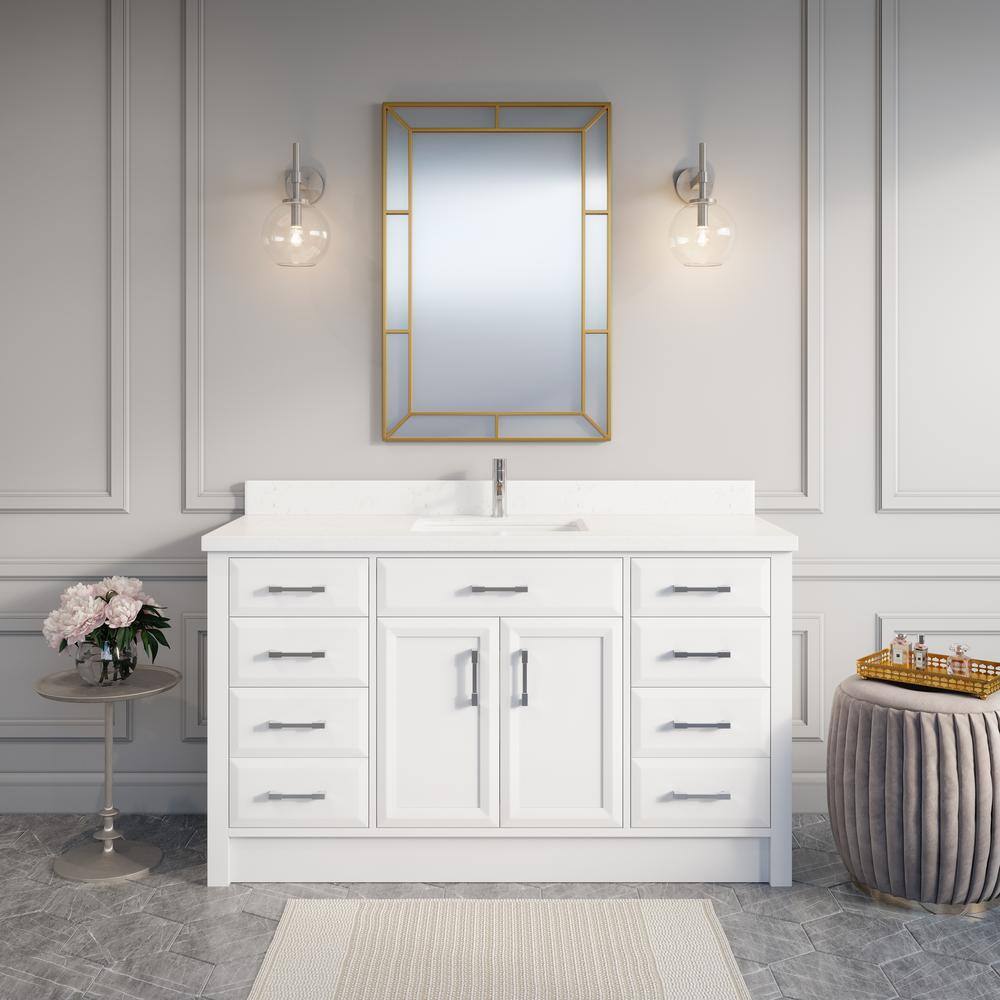 Studio Bathe Calais 60 in. Vanity in White with Solid Surface Vanity Top CALAIS 60 WH-SSC