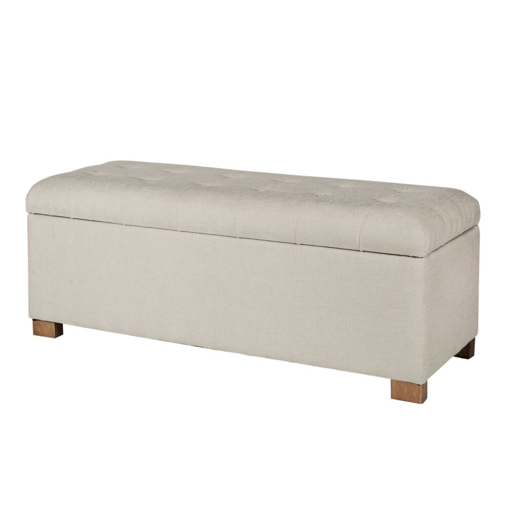 Porch   Den Camero Beige Tufted Storage Bench