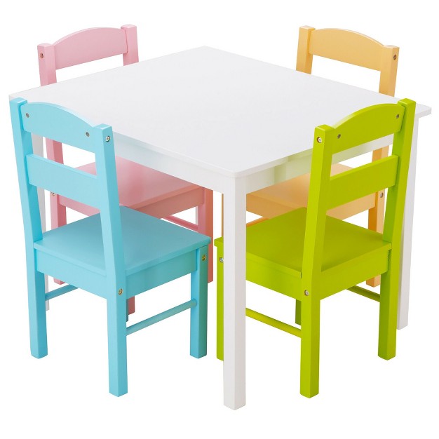 Onesstop 5 Pieces Kids Wood Table amp Chair Set For 2 6 Years Colorful