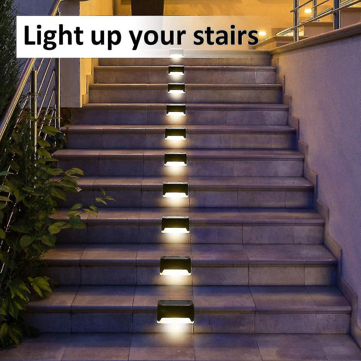 Solar Deck Lights Outdoor 16 Pack， Solar Step Lights Waterproof Led Solar Lights For Outdoor Stairs， Step ， Fence， Rd， Patio， And Pathway(warm White)