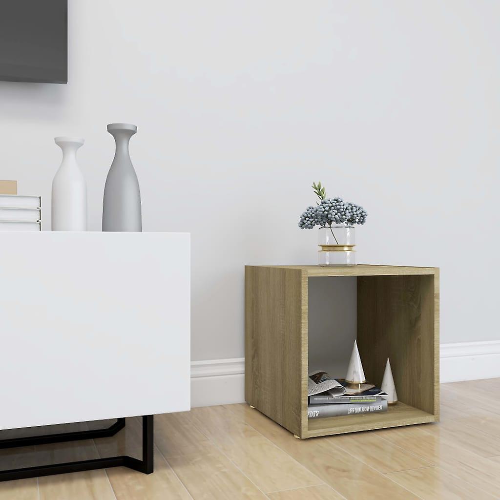 Tv Cabinet White And Sonoma Oak 37x35x37 Cm Engineered Wood