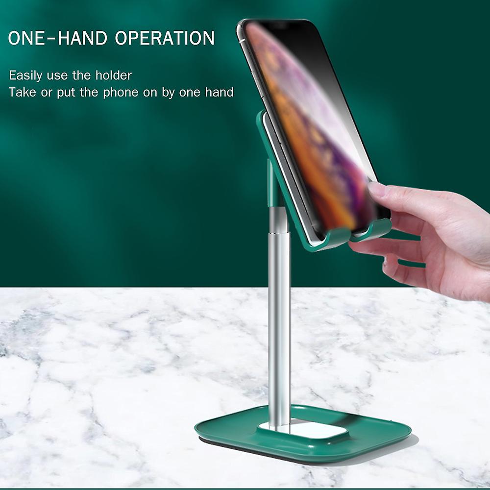 Green Desk Cell Phone Stand Desktop Mobile Phone Holder Angle Adjustable Height Adjustment Compatible With Smartphone Tablets Within 12.9-in