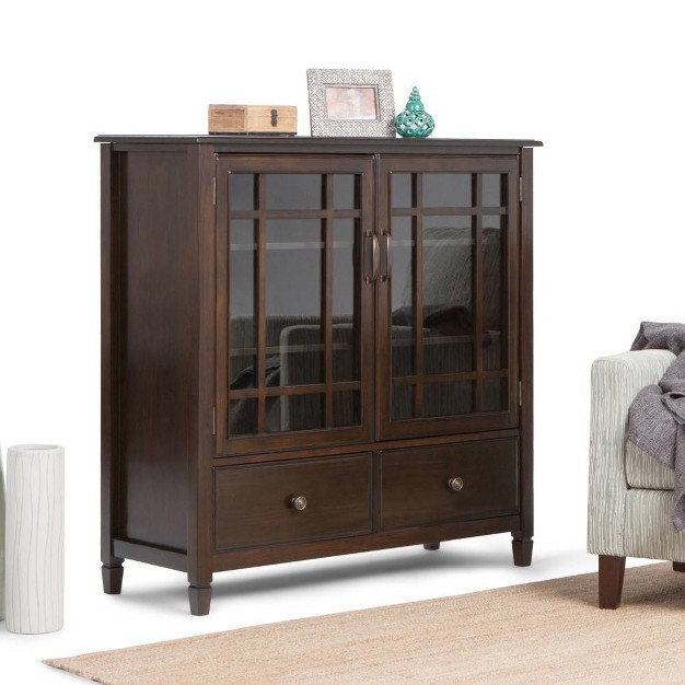 Hampshire Solid Wood Tall Storage Cabinet Dark Chestnut Brown Wyndenhall