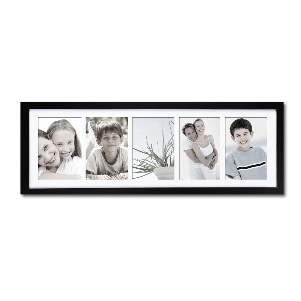 Adeco Black Wood Hanging Picture Frame w/ 5 Openings