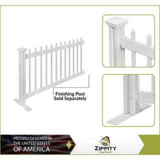 Zippity Outdoor Products 3.2 ft. H x 5.5 ft. W Kensington Hinged White Vinyl Spaced Picket Portable Event Fence Kit ZP19069