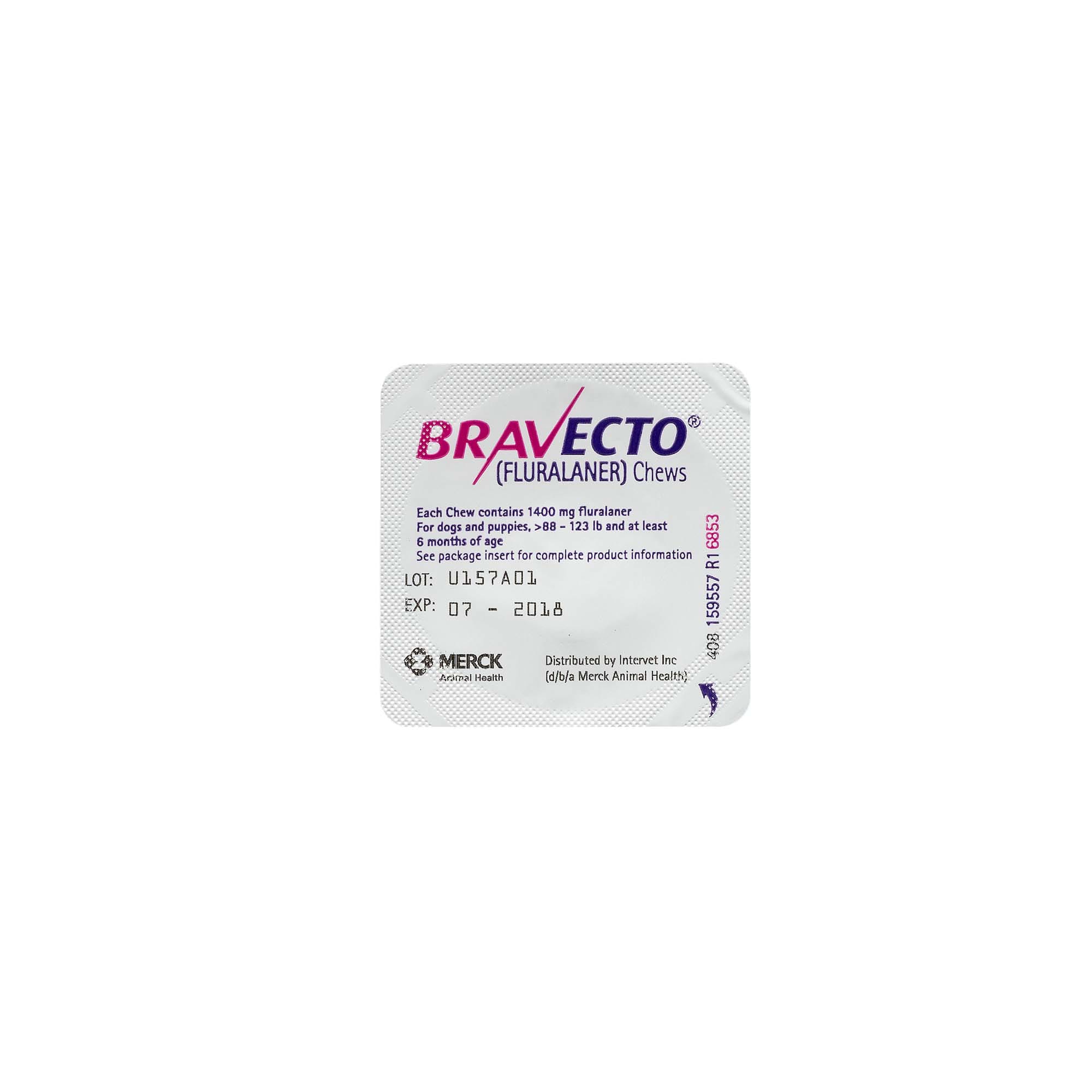 Bravecto Chews for Dogs 88-123 lbs， 3 Month Supply