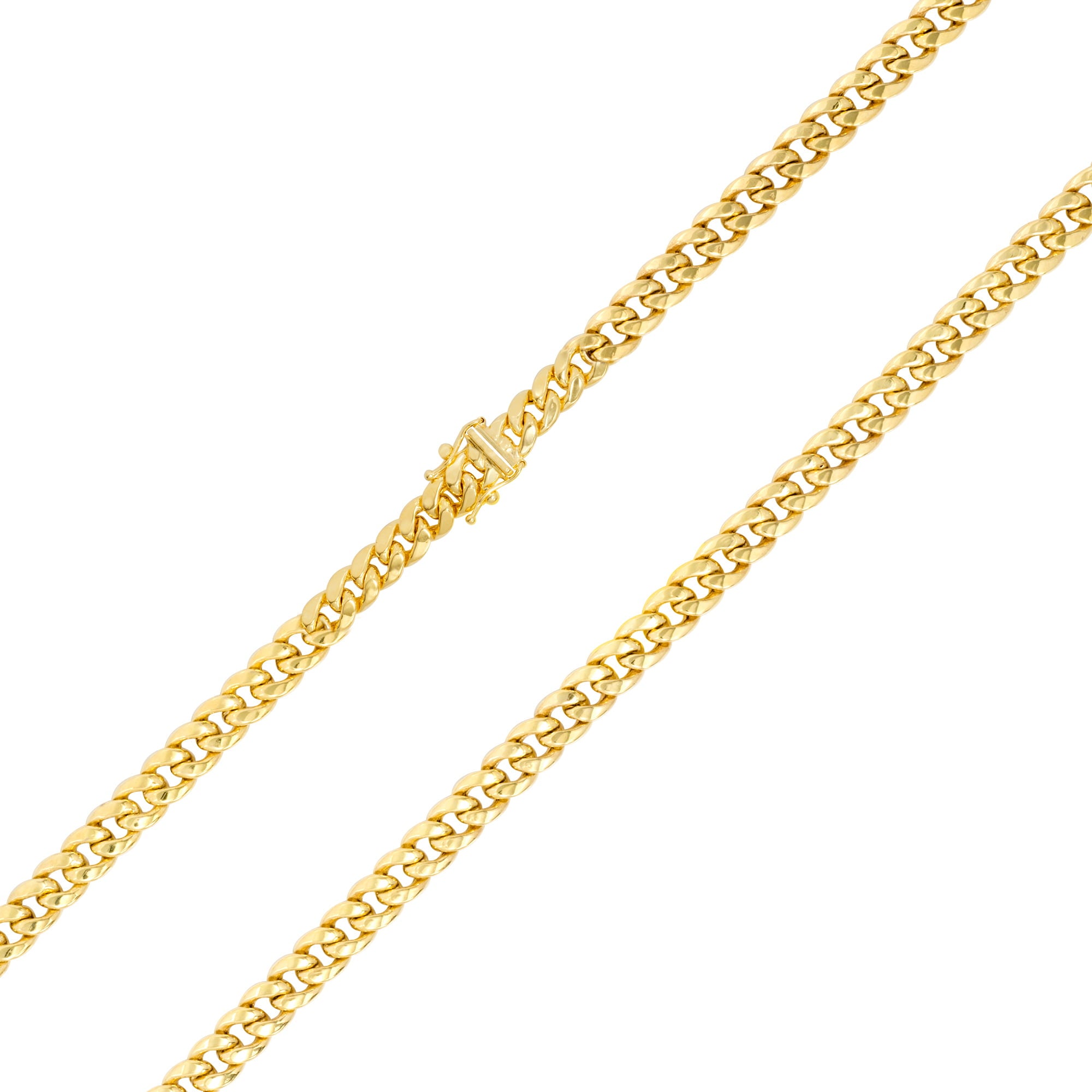 Nuragold 14k Yellow Gold 5.5mm Miami Cuban Link Chain Pendant Necklace， Mens Jewelry with Box Clasp 18